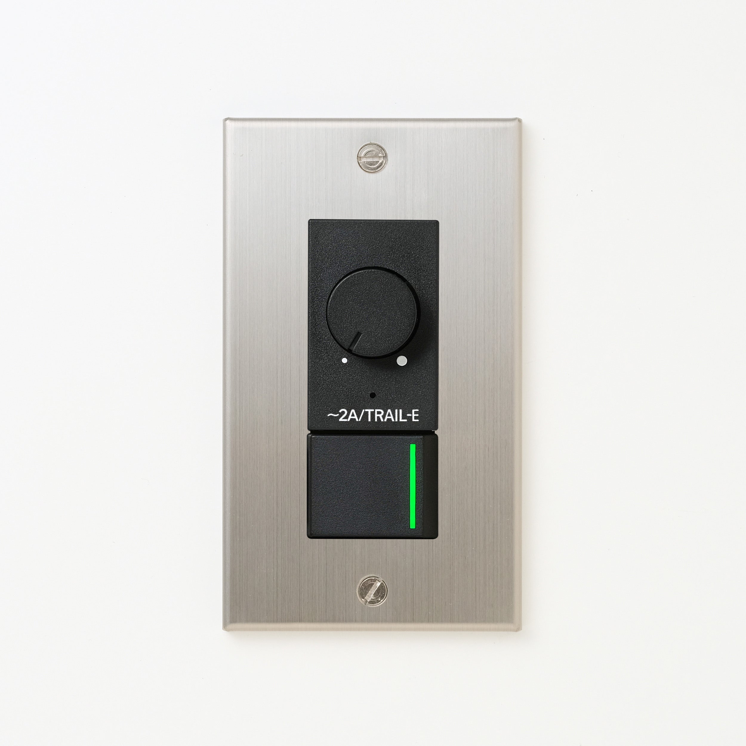 ステンレス（ヘアライン） プレート <br>+ NK 逆位相制御方式ライトコントロール＋片切、3路ガイドランプ（グリーン）スイッチ　 ブラック