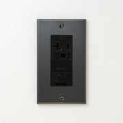 ステンレス（マットブラック）プレート <br>+ NK 埋込アースターミナル付接地15A、20Aコンセント 125V　ブラック