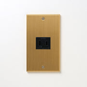 真鍮（ヘアライン） プレート<br>+ NK 埋込コンセント ブラック