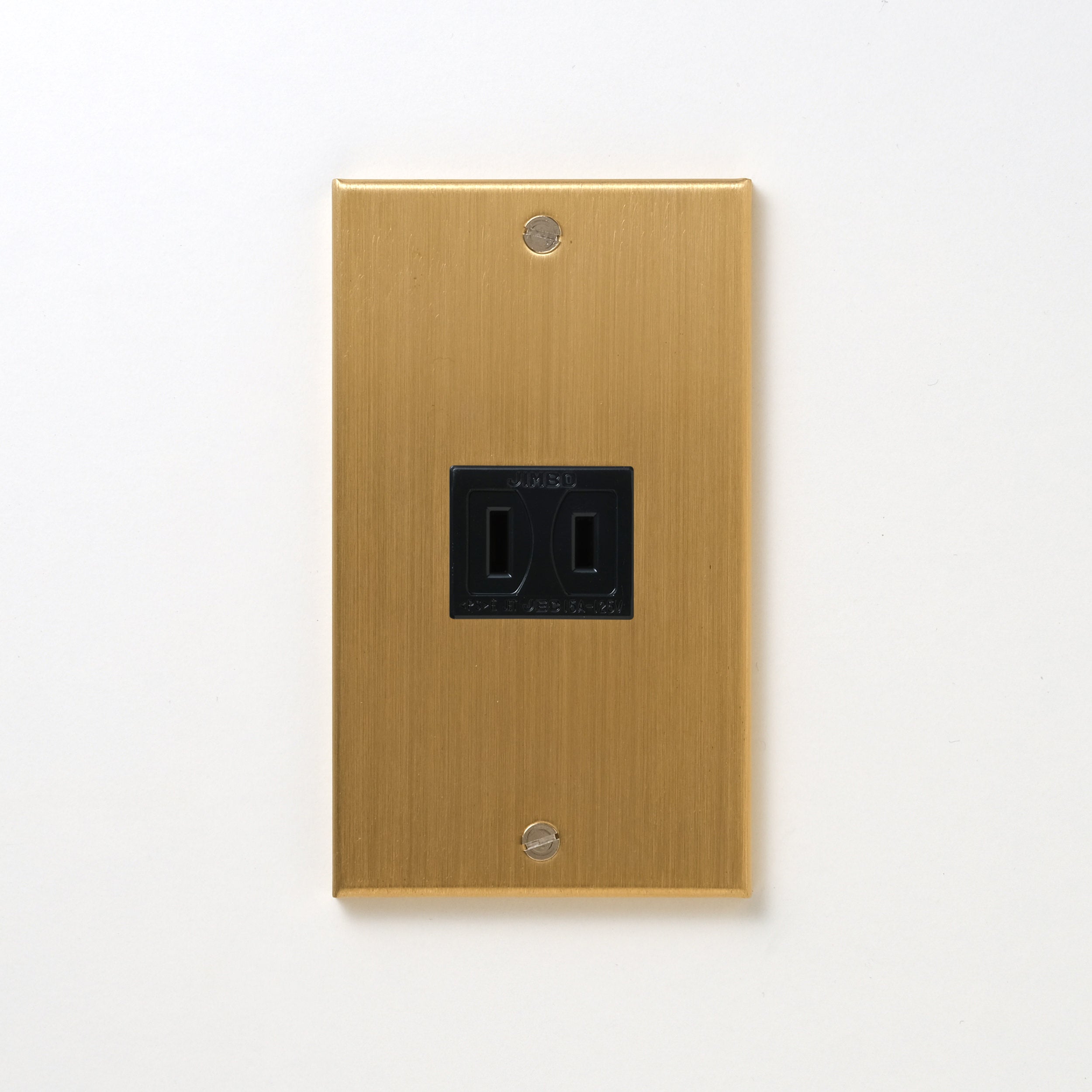 真鍮（ヘアライン） プレート<br>+ NK 埋込コンセント ブラック