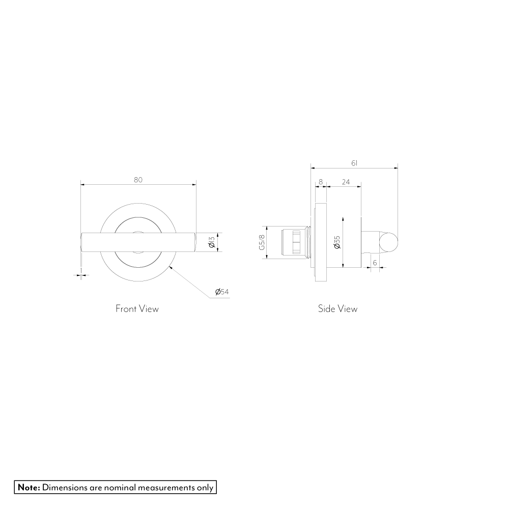バ－ル・壁付2穴  混合水栓用ハンドル 銅