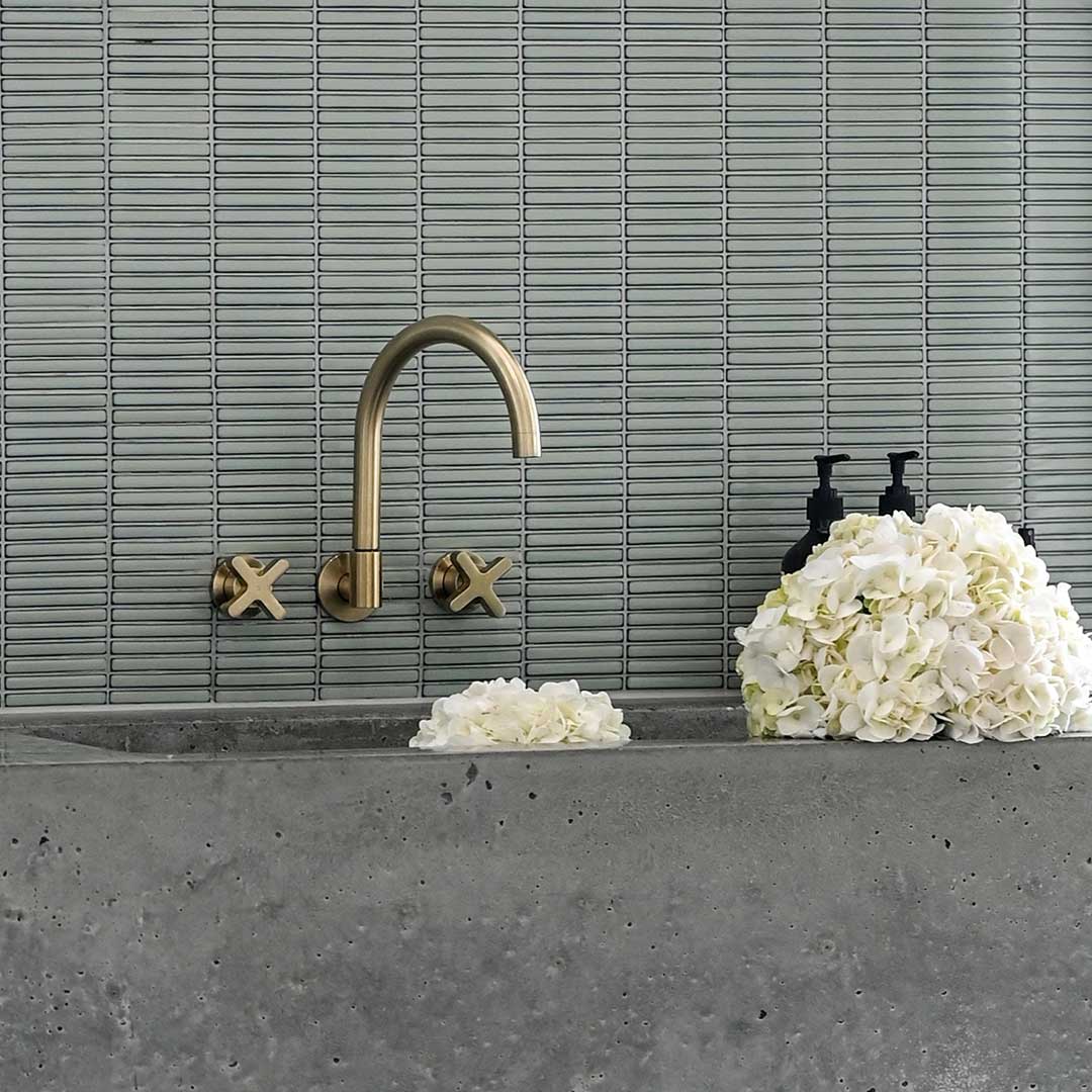 クロス・壁付2穴  混合水栓用ハンドル 真鍮