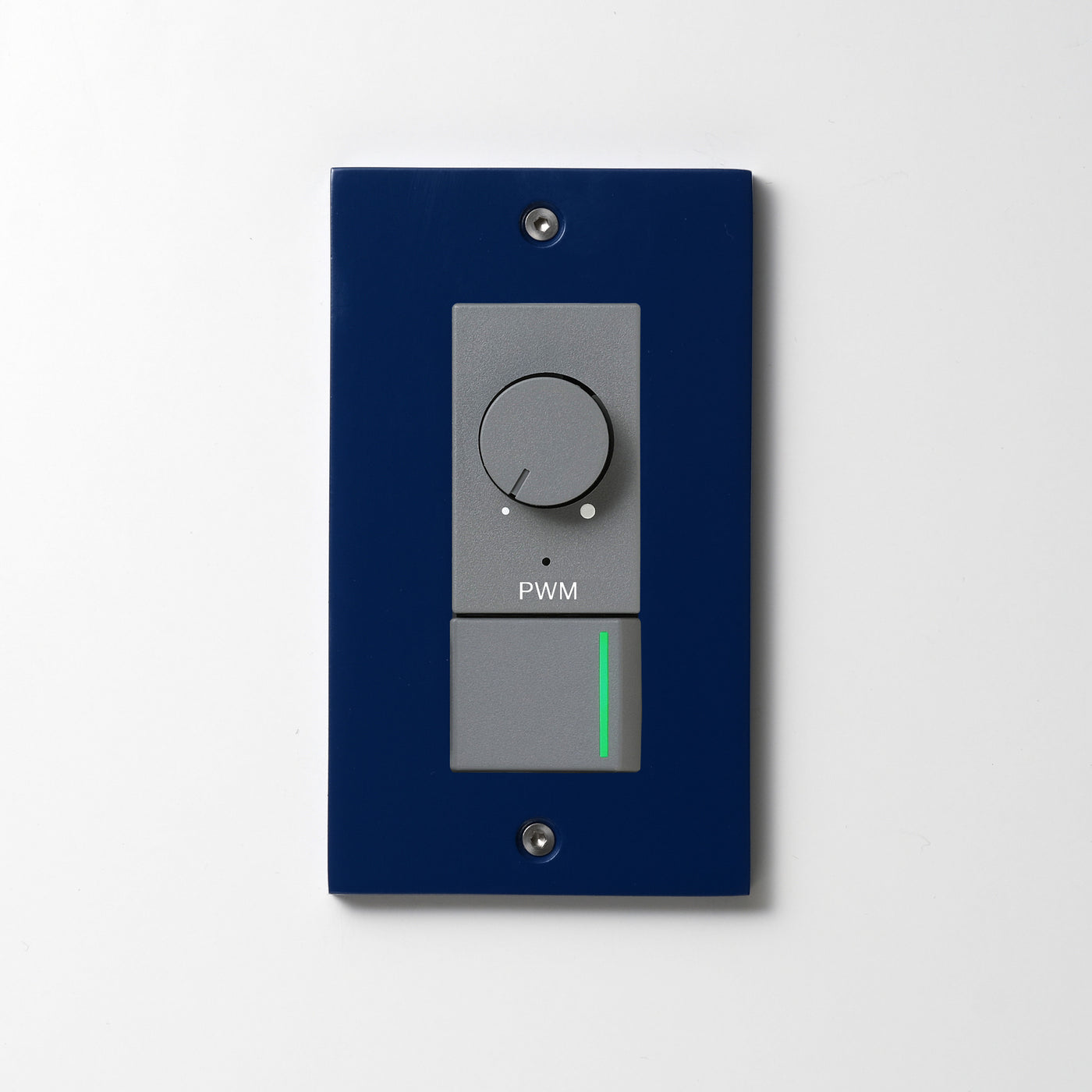 アルミダイキャスト（ブルー）プレート  <br>+ NK PWM制御方式(1ch)ライトコントロール＋片切、3路ガイドランプ（グリーン）スイッチ　 グレー