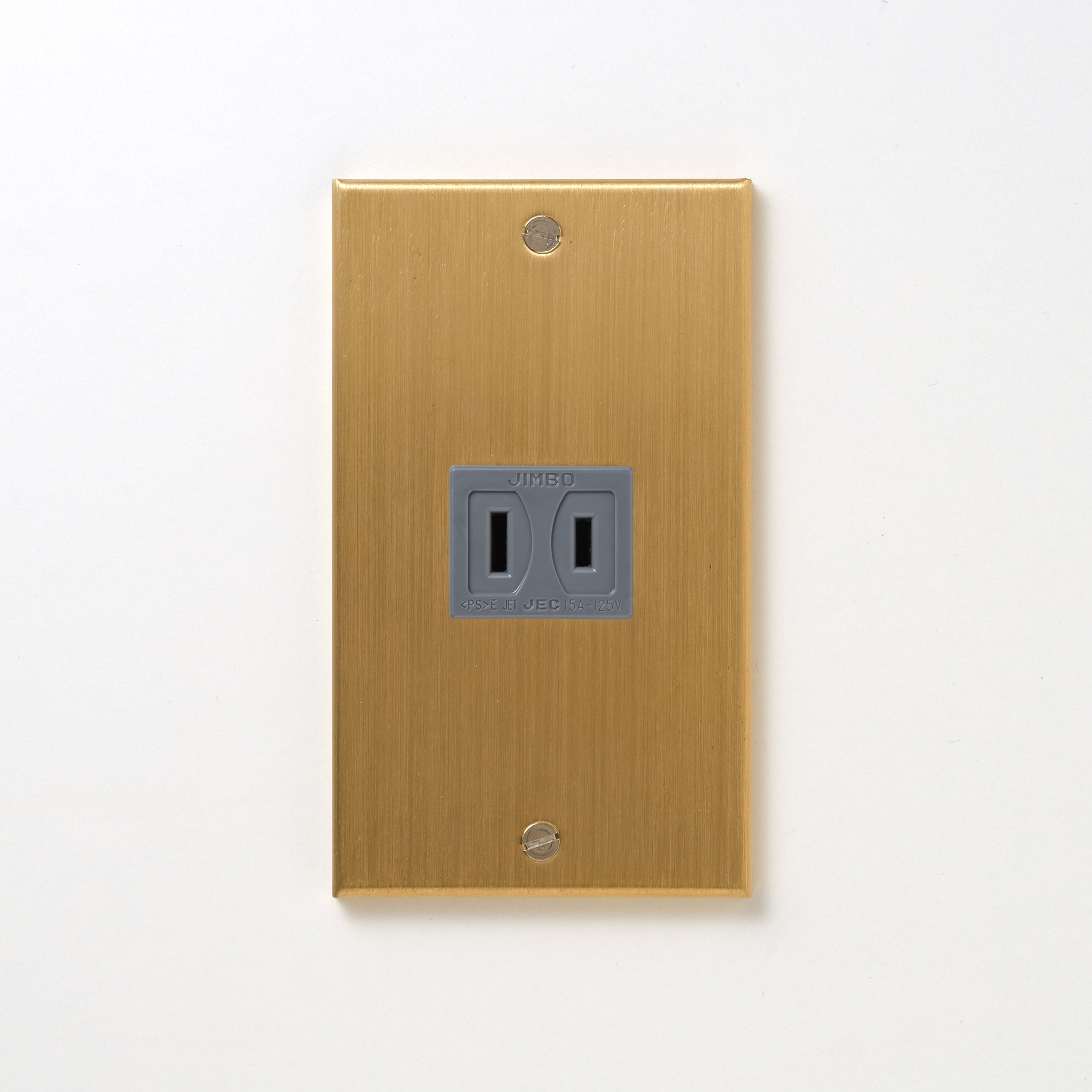 真鍮（ヘアライン） プレート<br>+ NK 埋込コンセント グレー