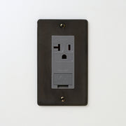 ステンレス（黒染）プレート <br>+ NK 埋込アースターミナル付接地15A、20Aコンセント 125V　グレー
