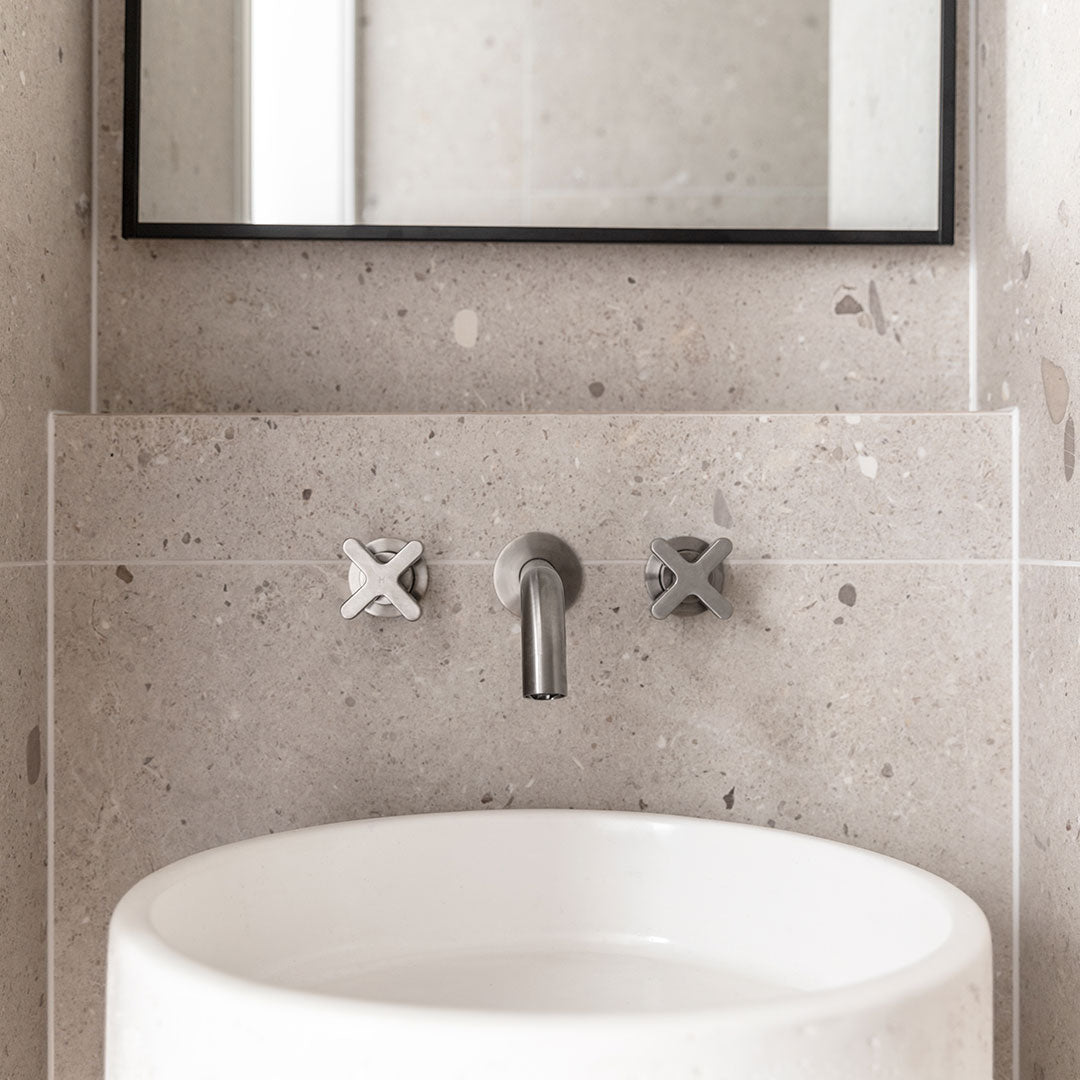 クロス・壁付2穴  混合水栓用ハンドル ニッケル