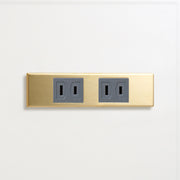 真鍮（素地） 家具用プレート<br>+ NK 埋込コンセント グレー ×２