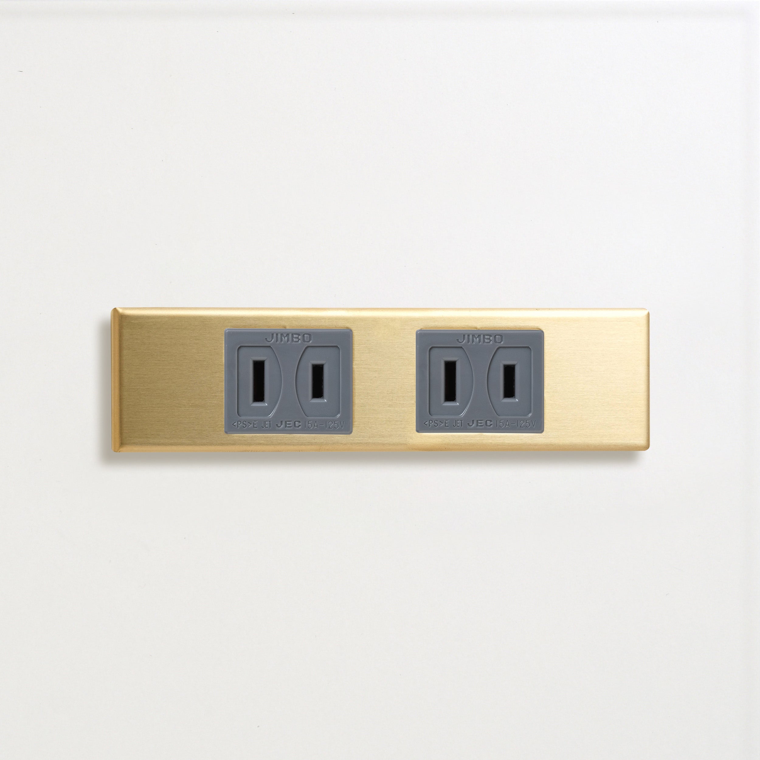 真鍮（素地） 家具用プレート<br>+ NK 埋込コンセント グレー ×２