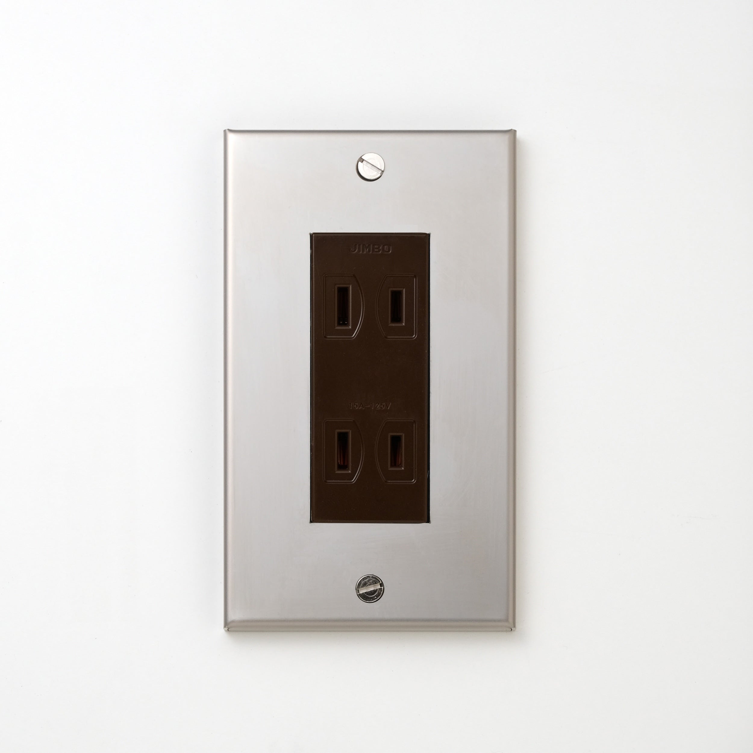 ステンレス（素地） プレート  <br>+ NK ダブルコンセント チョコ