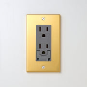 真鍮（素地） プレート <br>+ NK 埋込アースターミナル付接地ダブルコンセント　グレー