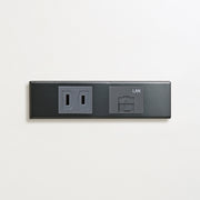 ステンレス（ブラック）家具用プレート<br>+ NK 埋込コンセント グレー <br>+ NK 埋込モジュラジャック8極8心 グレー