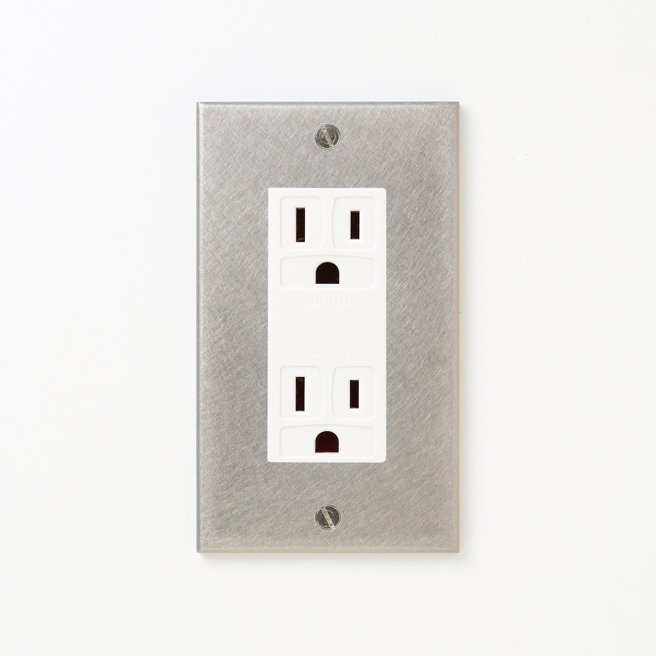 ステンレス（バイブレーション）プレート <br>+ NK 埋込接地（アース）ダブルコンセント　ホワイト