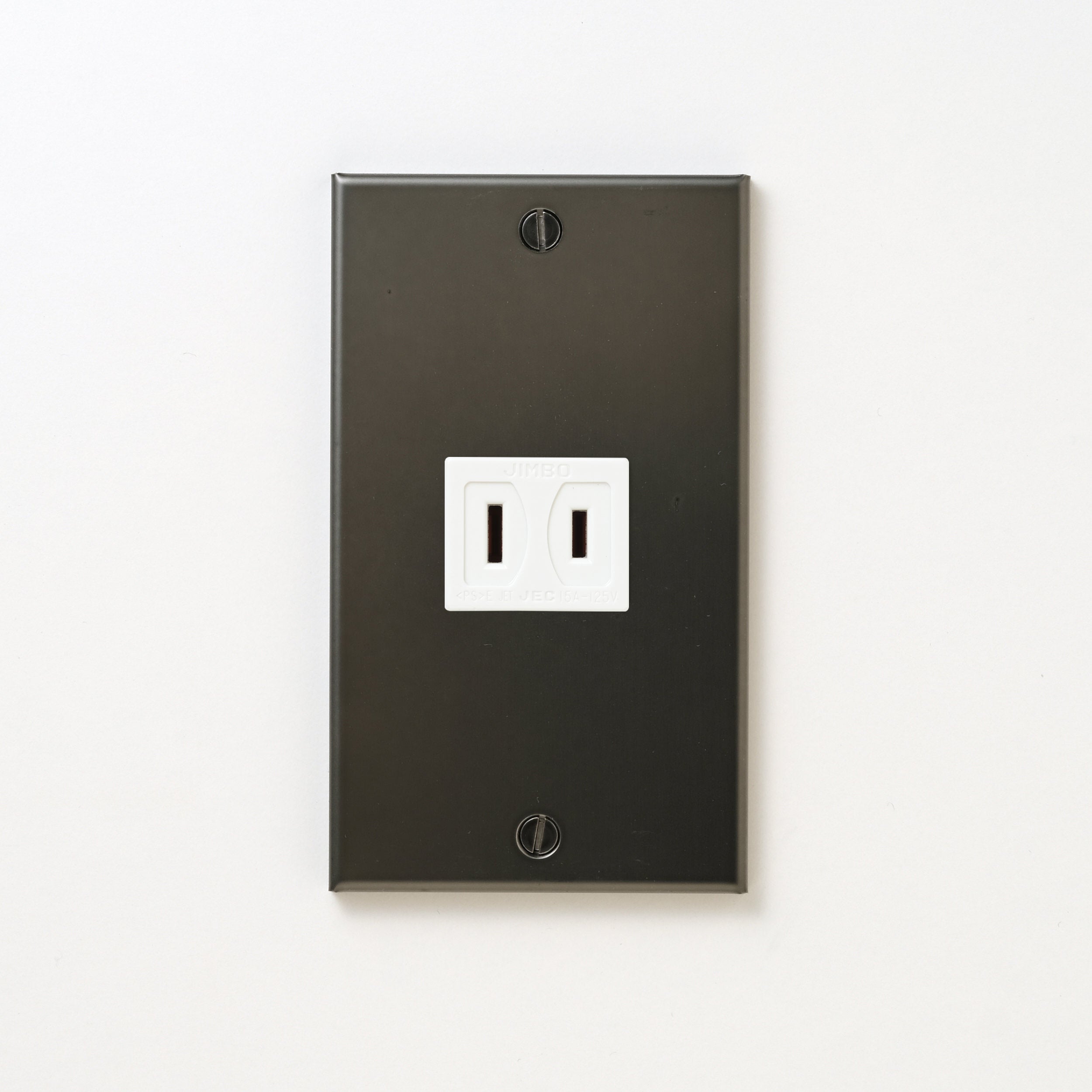 ステンレス（マットブラック）プレート<br>+ NK 埋込コンセント ホワイト