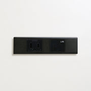 ステンレス（マットブラック）家具用プレート<br>+ NK 埋込コンセント ブラック <br>+ NK 埋込モジュラジャック8極8心 ブラック