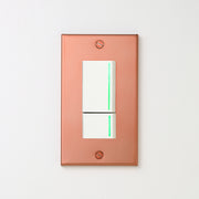 銅色（マット） プレート <br>+ NK 片切、3路ガイドランプ（グリーン）スイッチダブル（上段大）  ホワイト