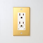 真鍮（素地） プレート <br>+ NK 埋込アースターミナル付接地ダブルコンセント　ホワイト