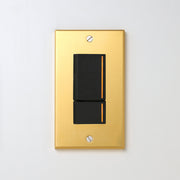 真鍮（素地） プレート <br>+ NK 片切、3路チェックランプ（オレンジ）スイッチダブル（上段大）  ブラック