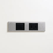 ステンレス（バイブレーション）家具用プレート<br>+ パナソニック 埋込スイッチ シングル ブラック <br>+  NK 埋込コンセント ブラック
