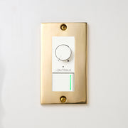 真鍮砂型鋳造（磨き）プレート <br>+ NK 逆位相制御方式ライトコントロール＋片切、3路ガイドランプ（グリーン）スイッチ　 ホワイト