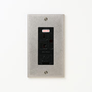 ステンレス（バイブレーション）プレート <br>+ NK 埋込アースターミナル付接地15A、20Aコンセント 250V　ブラック