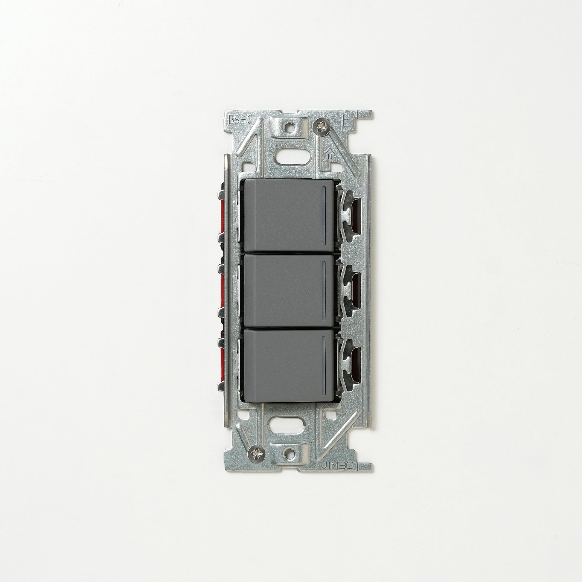 NKシリーズ　片切、3路ガイドランプ（グリーン）スイッチトリプル １連３口用 グレー