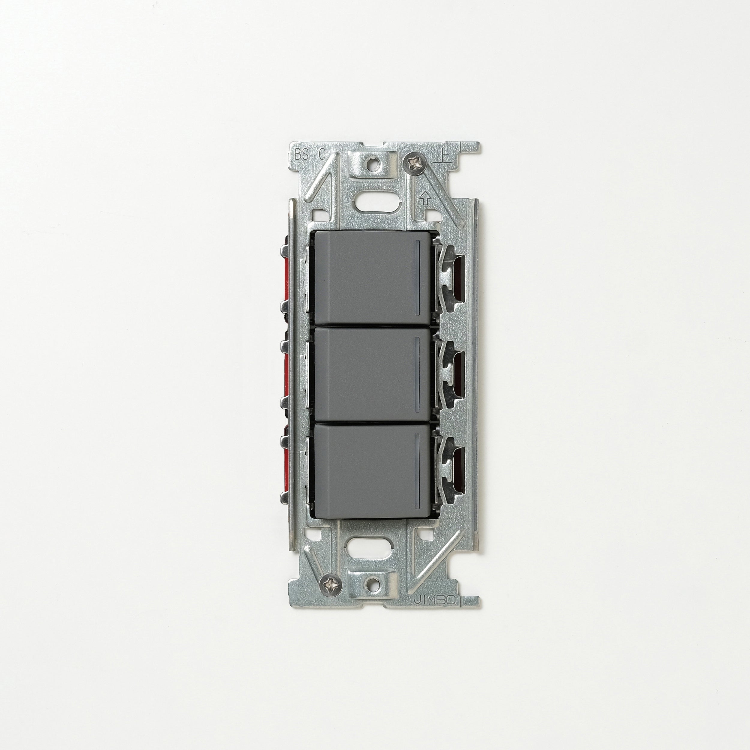 NKシリーズ　片切、3路ガイドランプ（グリーン）スイッチトリプル １連３口用 グレー