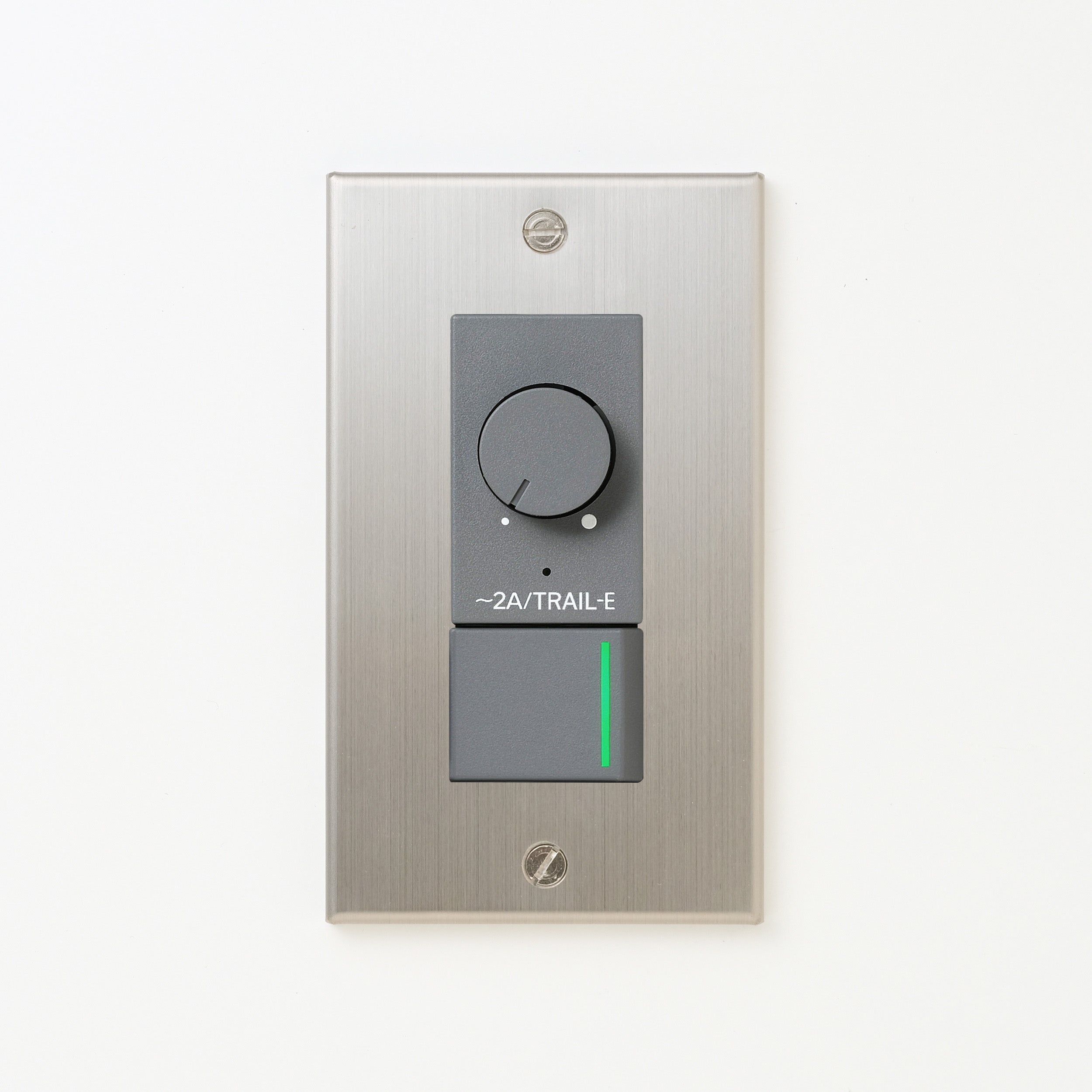 ステンレス（ヘアライン） プレート <br>+ NK 逆位相制御方式ライトコントロール＋片切、3路ガイドランプ（グリーン）スイッチ　 グレー