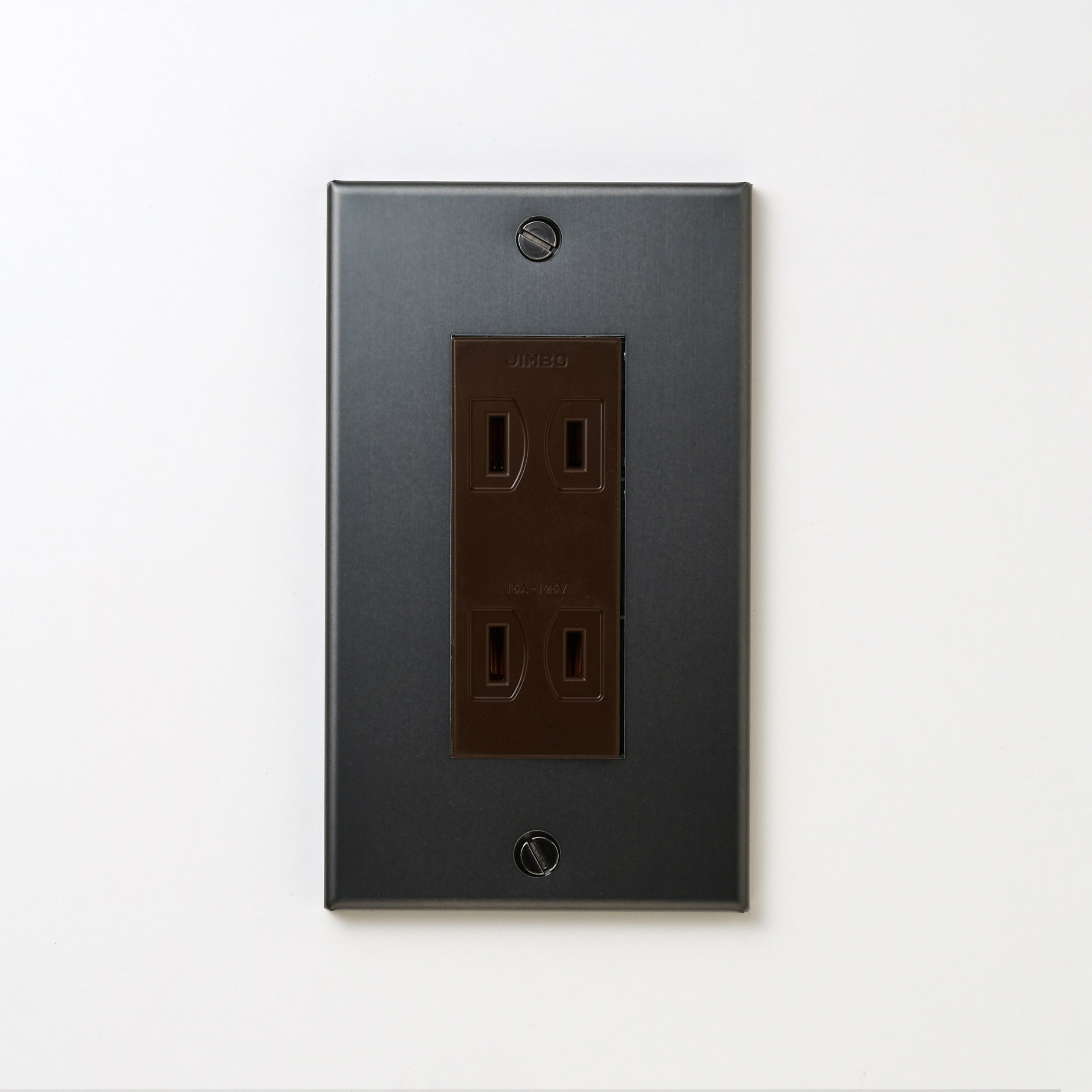 ステンレス（マットブラック）プレート <br>+ NK ダブルコンセント チョコ