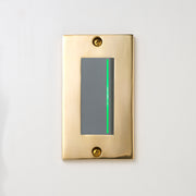 真鍮砂型鋳造（磨き）プレート <br>+ NK 片切、3路ガイドランプ（グリーン）付スイッチシングル  グレー