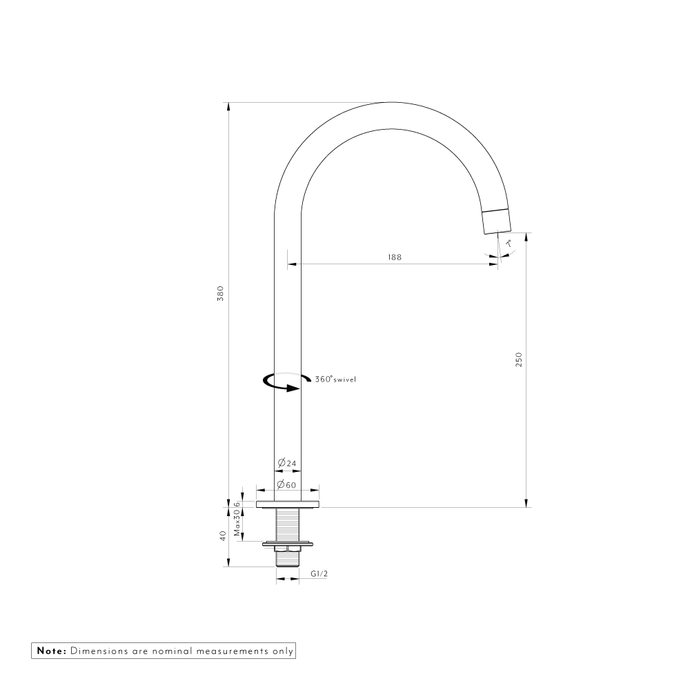 グースネックホブスイベルスパウト ニッケル