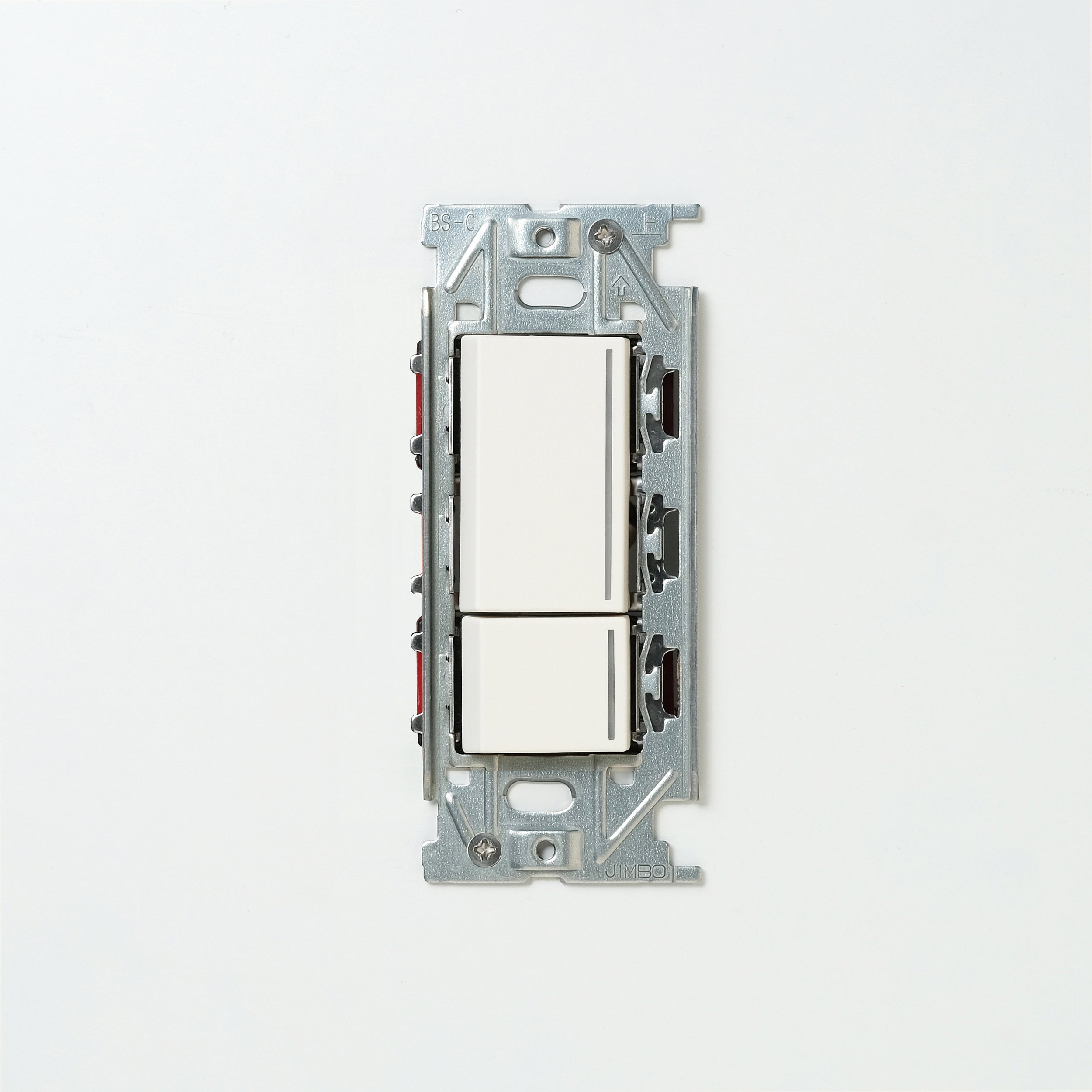 NKシリーズ　片切、3路ガイドランプ（グリーン）スイッチダブル（上段大） １連３口用 ホワイト