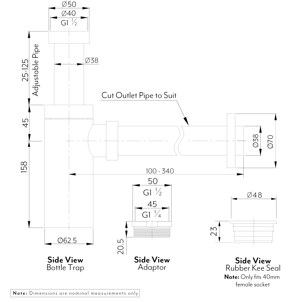 Marli ボトルトラップユニット-ラウンド ニッケル