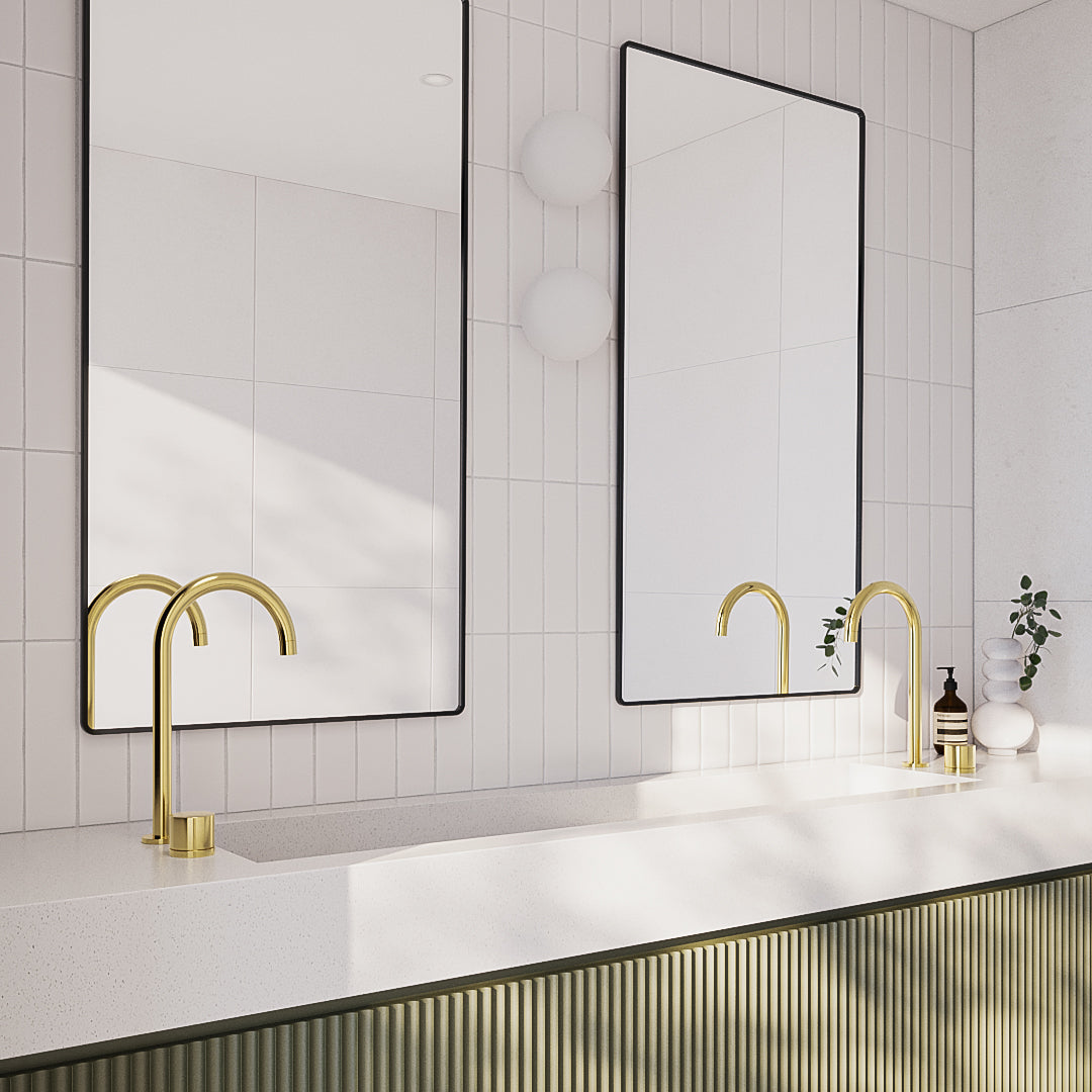 グースネック・台付1穴 混合水栓 真鍮