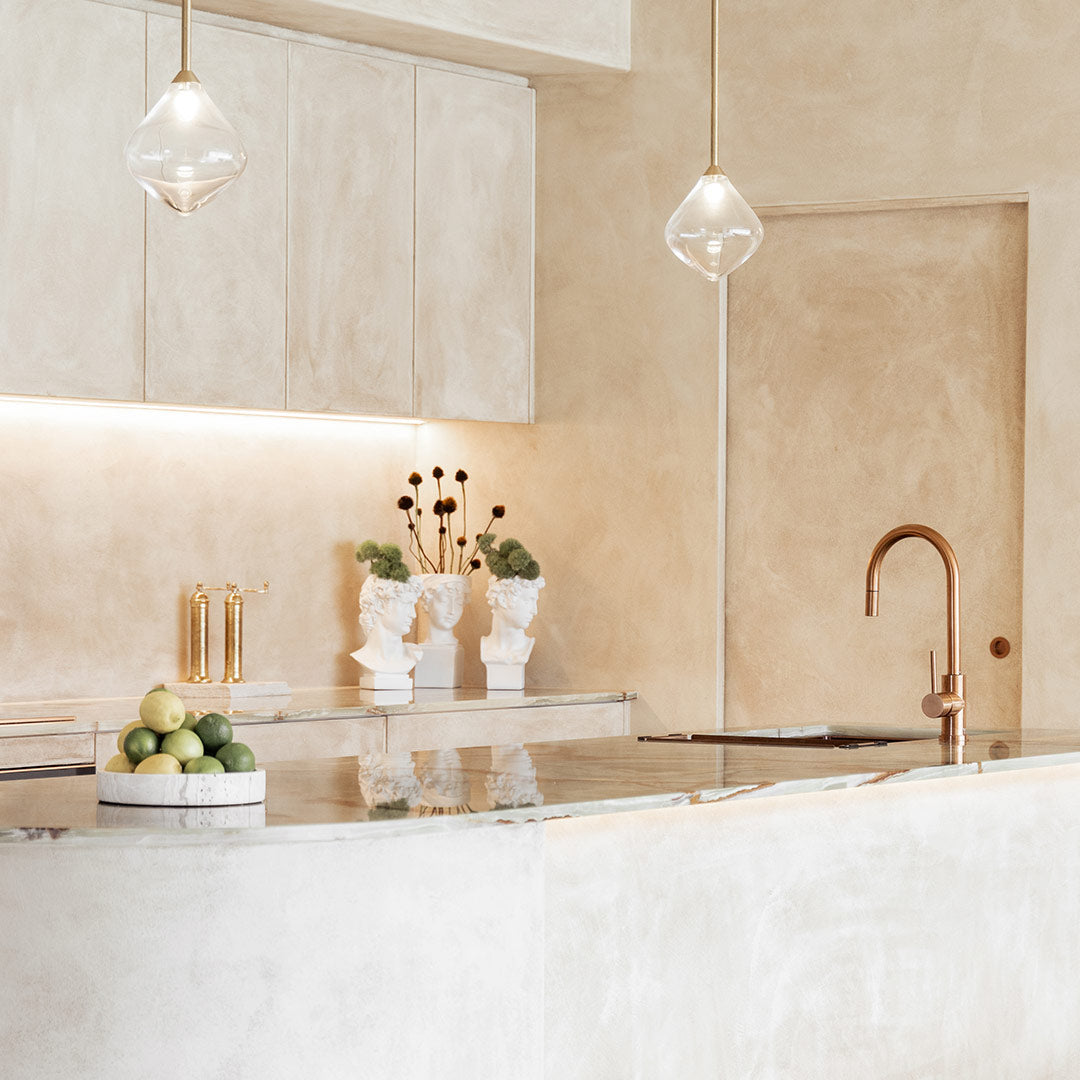 エリシアン・台付1穴 キッチン用混合水栓　ハンドシャワータイプ 銅