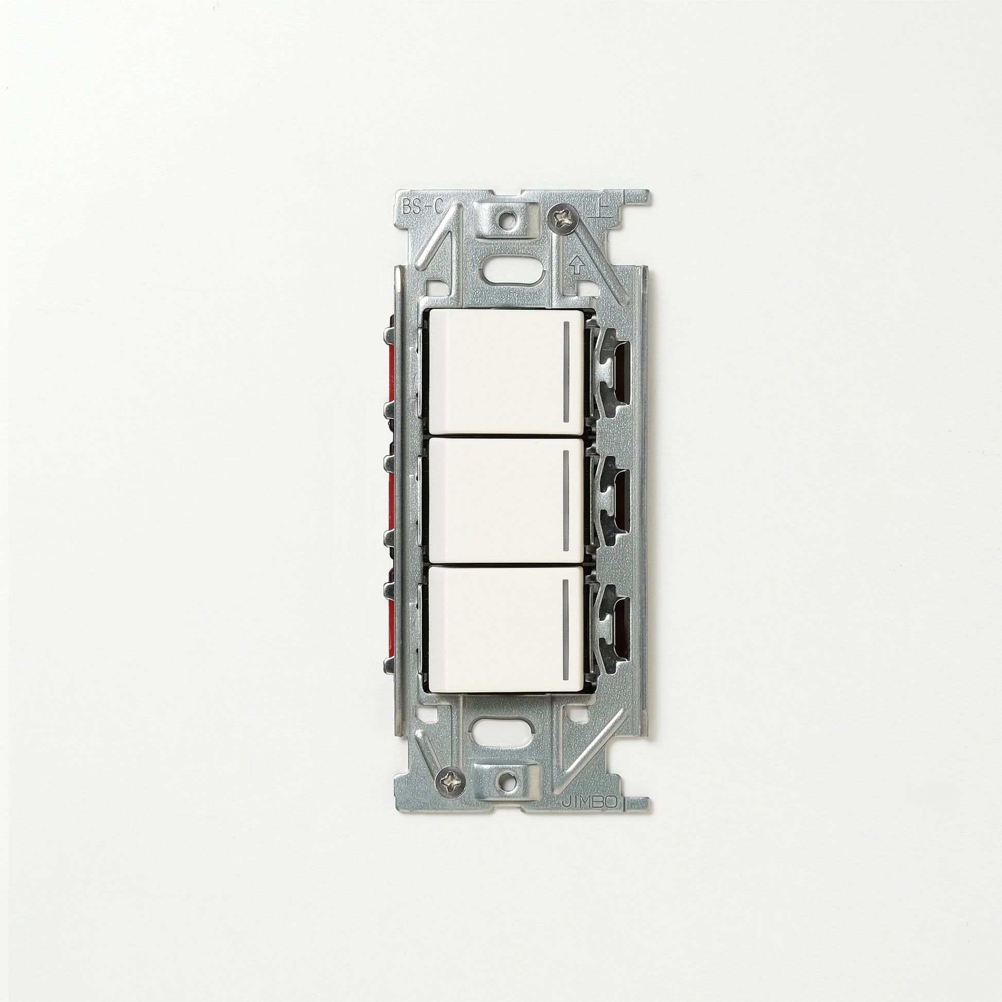 NKシリーズ　片切、3路ガイドランプ（グリーン）スイッチトリプル １連３口用 ホワイト