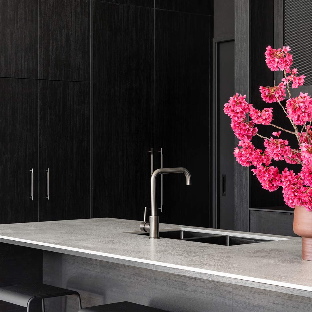 エデン・台付き1穴 キッチン用混合水栓 ガンメタル