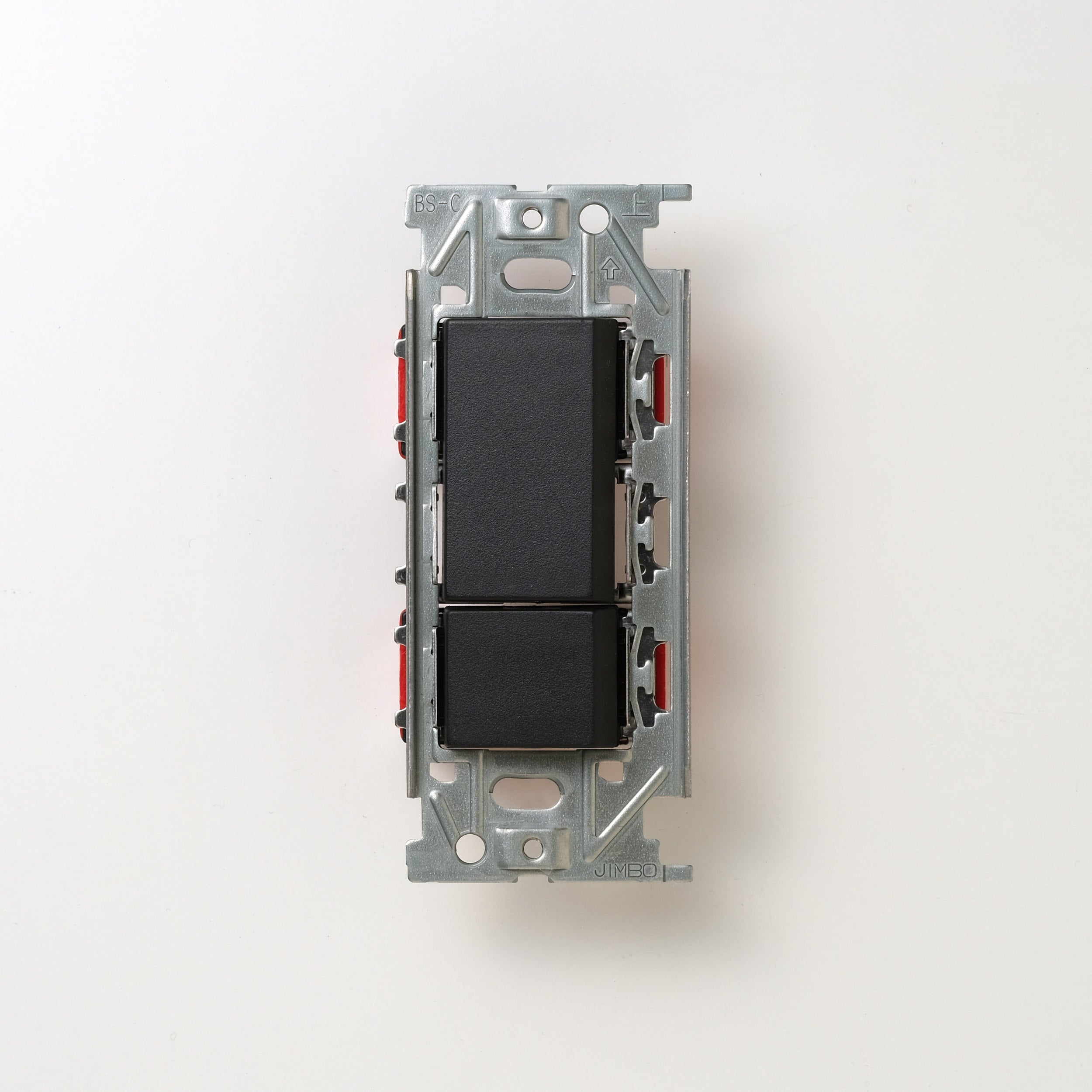 NKシリーズ　片切、3路スイッチダブル（上段大）  １連３口用 ブラック