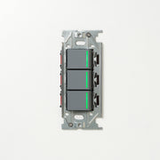 NKシリーズ　片切、3路ガイドランプ（グリーン）スイッチトリプル １連３口用 グレー